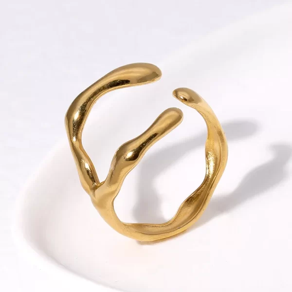 Anillo "Branch" en Acero Inoxidable y Chapado en Oro de 18K