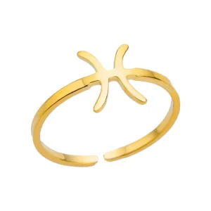 ANILLO AJUSTABLE ZODIACO "PISCIS" EN ACERO INOXIDABLE