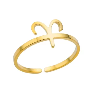 ANILLO AJUSTABLE ZODIACO "ARIES" EN ACERO INOXIDABLE