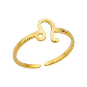 ANILLO AJUSTABLE  ZODIACO "LEO" EN ACERO INOXIDABLE