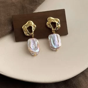 ARETES "NEREIDA" CON PERLA NATURAL Y POSTE DE PLATA DE 925