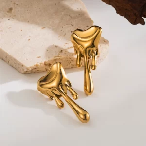 Alternative view of ARETES "AMOR" EN FORMA DE CORAZÓN EN ACERO INOXIDABLE Y CHAPADO EN ORO DE 18K