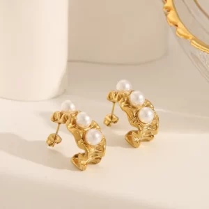 Alternative view of ARRACADAS "PAPIRO" EN ACERO INOXIDABLE Y CHAPADO EN ORO DE 18K