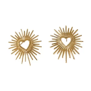 ARETES "CORAZÓN LUMINOSO" EN ACERO INOXIDABLE CHAPADO EN ORO DE 18K