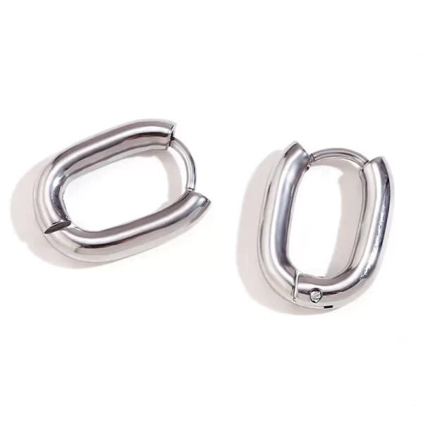 ARRACADAS GEOMETRICAS MINI EN COLOR PLATA EN ACERO INOXIDABLE Y CHAPADO EN ORO DE 18K - Imagen 3