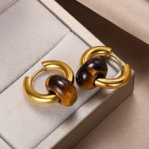 Alternative view of ARRACADAS EN ACERO INOXIDABLE Y OJO DE TIGRE (PIEDRA NATURAL)