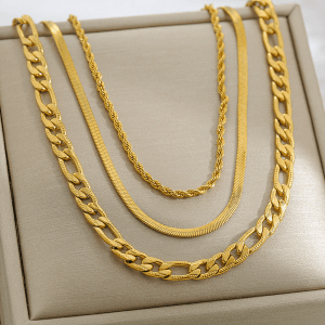 Alternative view of COLLAR "TRINITY" SET DE 3 CADENAS EN ACERO INOXIDABLE