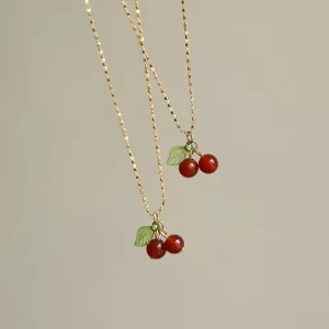 Alternative view of COLLAR "CHERRY" EN ACERO INOXIDABLE Y CHAPADO EN ORO DE 18K