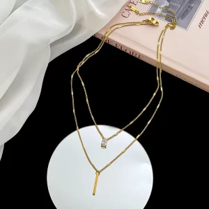 Alternative view of COLLAR "LAYERS" EN ACERO INOXIDABLE Y CHAPADO EN ORO DE 18K