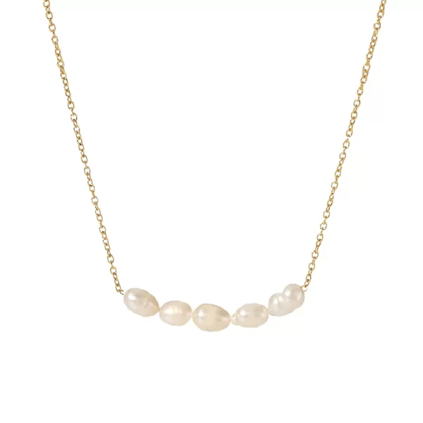 Collar Con Perlas Naturales en Acero Inoxidable y Chapado en Oro de 18K - Imagen 3