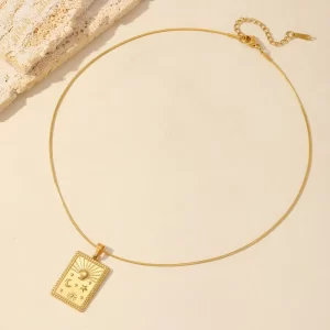 COLLAR "ATARDECER" EN ACERO INOXIDABLE Y CHAPADO EN ORO DE 18K