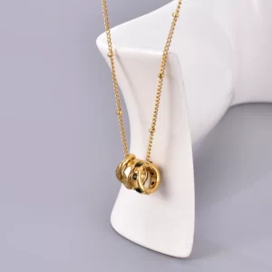 Alternative view of COLLAR "AROS" EN ACERO INOXIDABLE Y CHAPADO EN ORO DE 18K