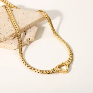 COLLAR DE ESLABÓN”CUBANA” EN ACERO INOXIDABLE Y CHAPADO EN ORO DE 18K