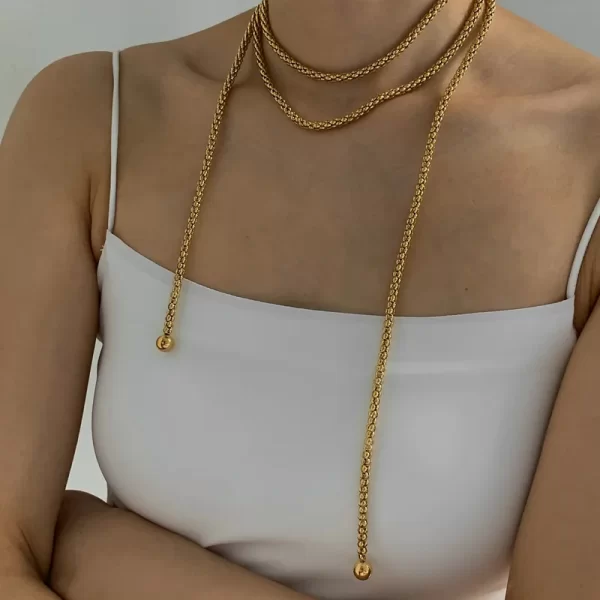 Collar "Possibilities" en Acero Inoxidable y Chapado en Oro de16K - Imagen 3