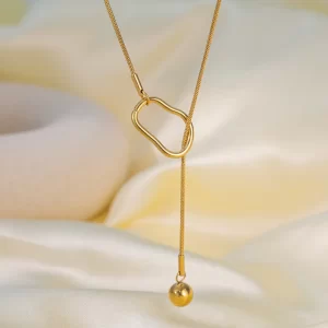 COLLAR "WRECKING BALL" EN ACERO INOXIDABLE Y CHAPADO EN ORO DE 18K