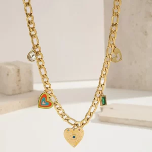 Alternative view of COLLAR "HORUS" EN ACERO INOXIDABLE Y CHAPADO EN ORO DE 18K