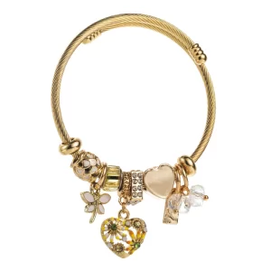 PULSERA "CORAZÓN DE PANDORA" BLANCO EN ACERO INOXIDABLE Y CHAPADO EN ORO DE 14K
