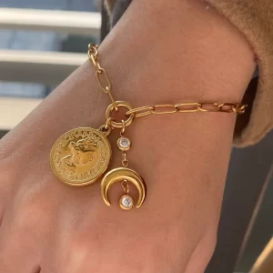 BRAZALETE "ARTEMISA" EN ACERO INOXIDABLE Y CHAPADO EN ORO DE 18K