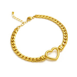 PULSERA DE ESLABÓN"CUBANA" EN ACERO INOXIDABLE Y CHAPADO EN ORO DE 18K
