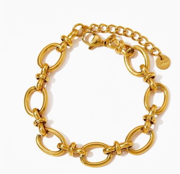 Brazalete "Capri"en Acero Inoxidable y Chapado en Oro de 16K