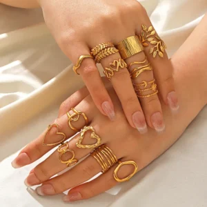 Alternative view of Anillo "Borneo" en Acero Inoxidable y Chapado en Oro de 18K