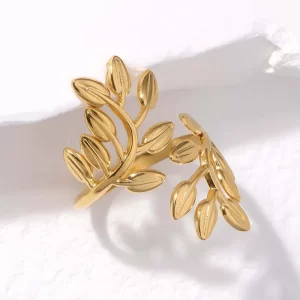 Anillo "Olivo" en Acero Inoxidable y Chapado en Oro de 18K