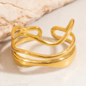 Anillo "Desert Waves" en Acero Inoxidable de Titanio