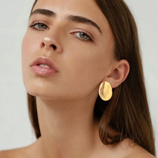 Aretes "Rodela" en Acero Inoxidable y Chapado en Oro de 18K