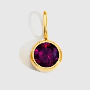 Charm "Begoña" Púrpura de Rhinestones en Acero Inoxidable Y Chapado en Oro de 14k