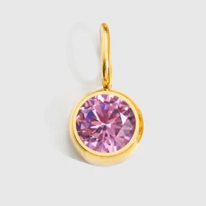 Charm "Begoña" Rosa de Rhinestones en Acero Inoxidable Y Chapado en Oro de 14k