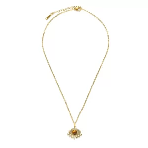 Alternative view of Collar "Clarividencia" con Ojo de Tigre(Piedra Natural) en Acero Inoxidable y Chapado en Oro de 18K