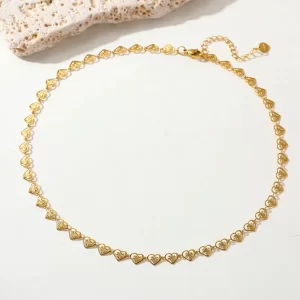 Collar "Chain of Hearts" en Acero Inoxidable y Chapado de Oro de 18K