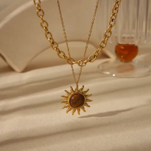 Collar de Cadena Doble "Jordania" en Acero Inoxidable y Chapado en Oro de 18K