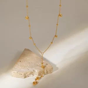 Alternative view of Collar "Rosary"en Acero Inoxidable y Chapado en Oro de 18K