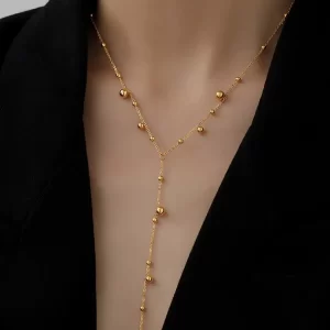 Collar "Rosary"en Acero Inoxidable y Chapado en Oro de 18K