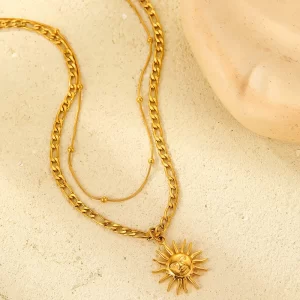 Alternative view of Collar "Cairo" de Cadena Doble en Acero Inoxidable