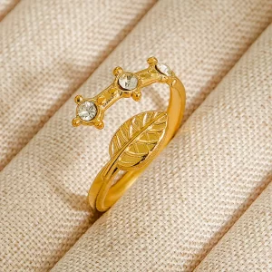 Anillo "Laurel" en Acero Inoxidable y Chapado en Oro 18K