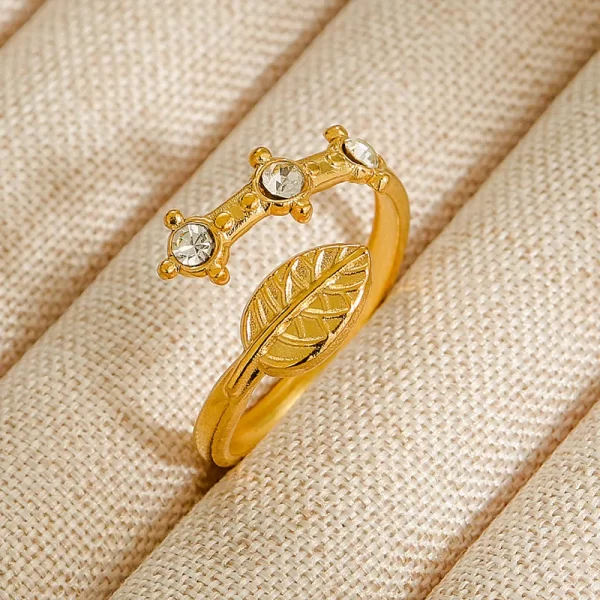 Anillo "Laurel" en Acero Inoxidable y Chapado en Oro 18K