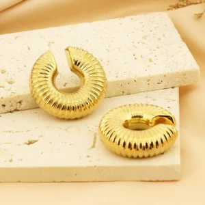 Ear Jacket "Donna" (1 Pza)  en Acero Inoxidable y Chapado IP en Oro de 18K