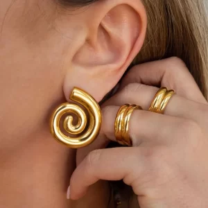 Aretes "Áurea" en Acero Inoxidable Dorado