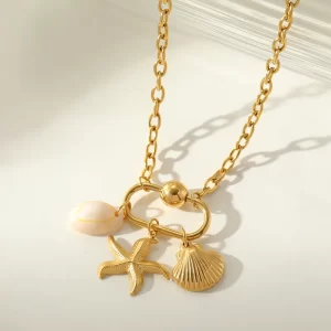 Collar "La Mer" en Acero Inoxidable y Chapado en Oro de 18K