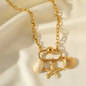 Alternative view of Collar "La Mer" en Acero Inoxidable y Chapado en Oro de 18K