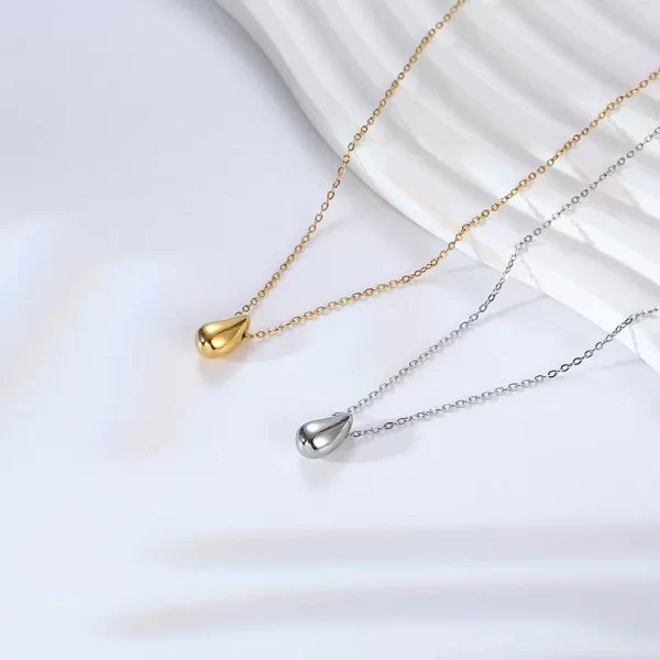 Collar "Mini Drop" en Color Plata de Acero Inoxidable y Chapado en Oro de 18K - Imagen 3