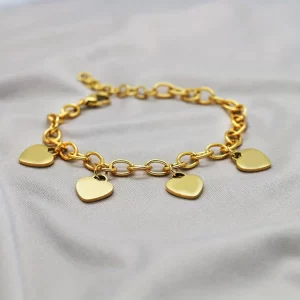 Alternative view of Pulsera "Hanging Hearts" en Acero Inoxidable y Chapado de Oro 18K