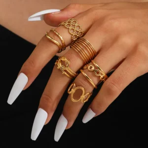 Alternative view of Anillo "Panal" en Acero Inoxidable Dorado