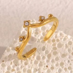 Anillo "Princess" en Acero Inoxidable con Zirconias