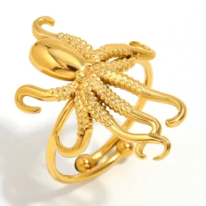 Alternative view of Anillo"Octupus"en Acero Inoxidable y Chapado en Oro de18K