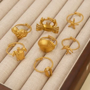 Alternative view of Anillo "Sparrow" en Acero Inoxidable y Chapado en Oro de18K