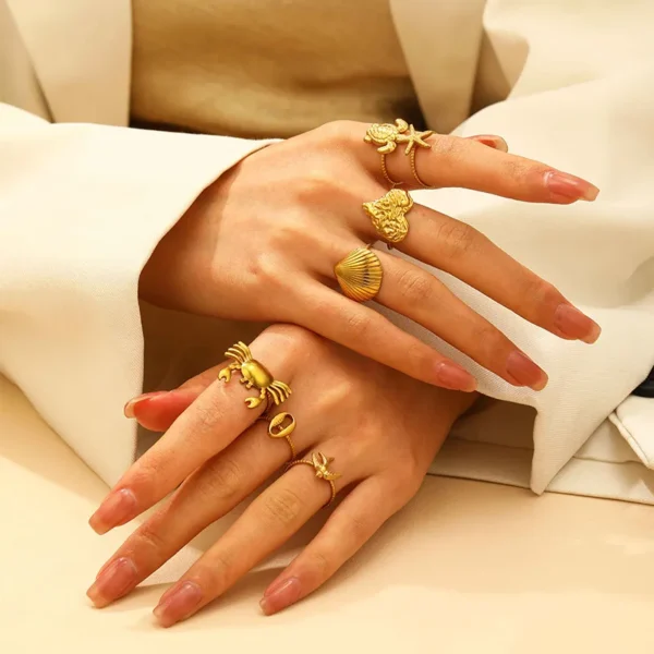 Anillo "Sparrow" en Acero Inoxidable y Chapado en Oro de18K - Imagen 3