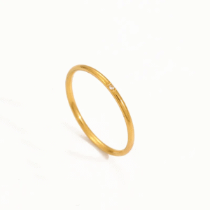 Anillo "Stellar 201"con Zirconias en Acero Inoxidable y Chapado en Oro de 18K